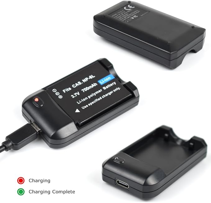 NP-6L Battery Charger + 2 pcs Rechargeable 3.7V 700mAh Batteries