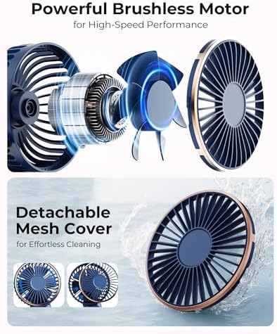 TUNISE Portable Handheld Fan, Portable Fan Rechargeable, 4000mAh, 180° Adjustable, 6 Speed Wind, Display Electricity in Real Time, USB Rechargeable Foldable F an, Quiet Personal Fan with Power Bank