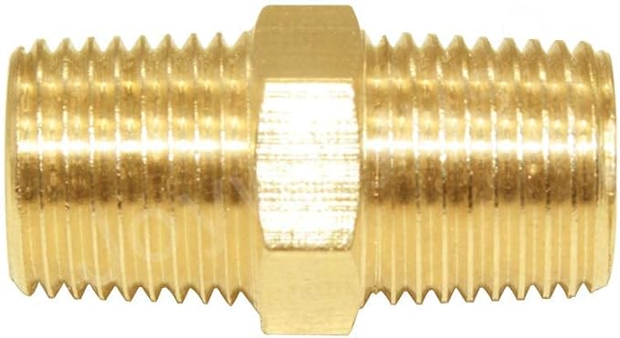 Joywayus Brass Pipe Fitting Hex Nipple Equal 5Pcs 3/8"NPT Male + 5Pcs 3/8"NPT Female Air Fuel Water (Pack of 10)