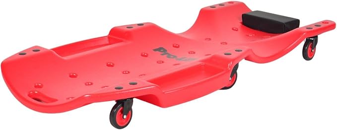 Pro-Lift Mechanic Plastic Creeper 48 Inch - Blow Molded Ergonomic HDPE Body with Padded Headrest & Dual Tool Trays - 440 Lbs Capacity Orange