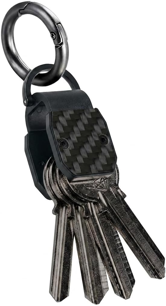 Compact Aluminum Mini Key Organizer Holder Keychain with Carabiner Clip.