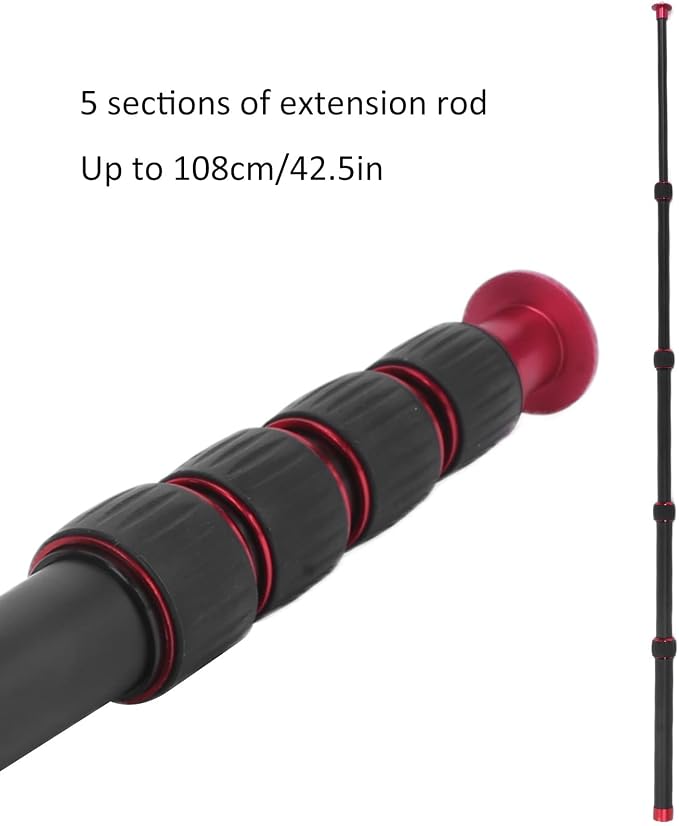 LR-255 Camera Monopod, 13.2-42.5in Extension Pole, 5 Section Aluminium Alloy