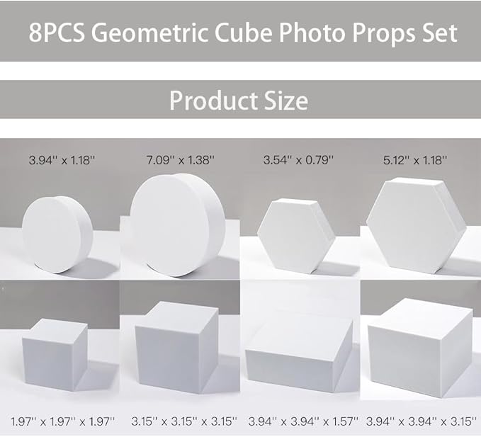 8PCS Geometric Cube Photo Props Set, Hard Foam Photography Background Props