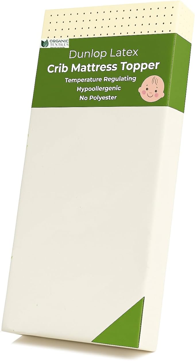 ORGANIC TEXTILES Organic Baby Mattress Topper with Water Resistant Removable Cotton Cover - GOLS/GOTS Certified - Breathable - 2" Standard (52"x28")