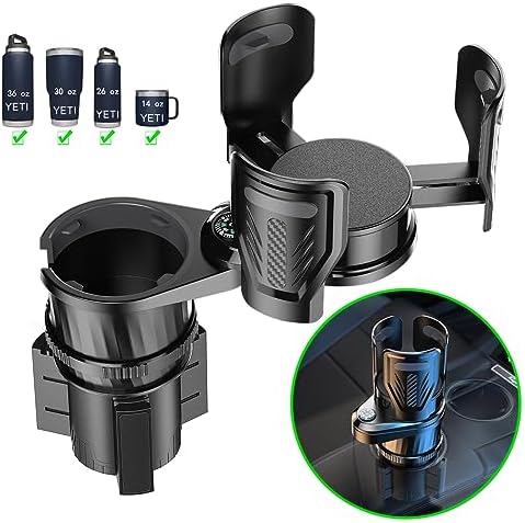 Multifunctional 2 in 1 Cup Holder Expander for car，DualCup Holder Extender with Adjustable Base,Fits Yeti, Hydro Flask, Nalgene, Large 10/40 oz. Bottles & Big Drinks,Travel Cup