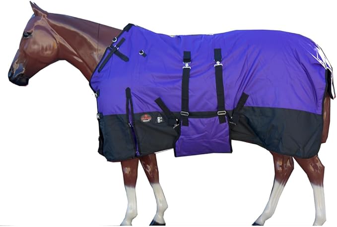 HILASON 1200D Winter Waterproof Poly Horse Turnout Blanket Belly Wrap Purple | 75 in