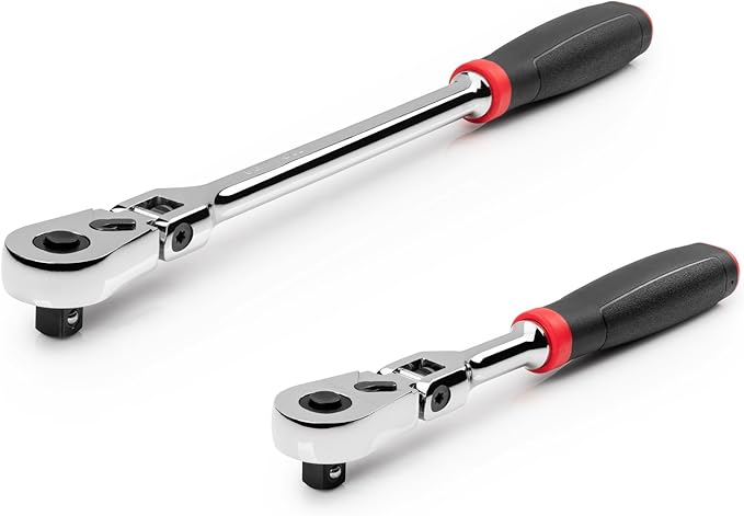 TEKTON 3/8 Inch Drive Flex Head Quick-Release Comfort Grip Ratchet Set, 2-Piece (8, 12 in.) | SRH91302