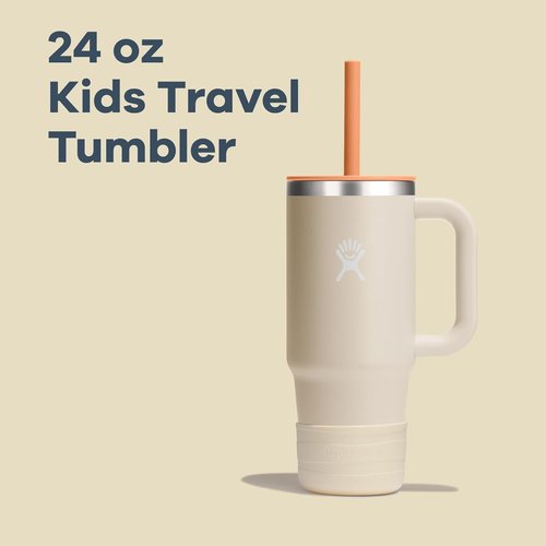 Hydro Flask Kids 24 Oz Travel Tumbler - Insulated Stainless Steel with Handle, Lid & Straw in Coconut Cream