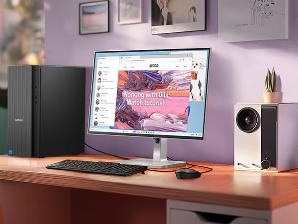 Lenovo IdeaCentre Tower Desktop Computer, 10-core Intel Ultra 5 225 AI PC | 16GB DDR5, 1TB SSD, HDMI + VGA, Wi-Fi 6E, RJ-45, USB-C, Wired Keyboard & Mouse, Windows 11 Home