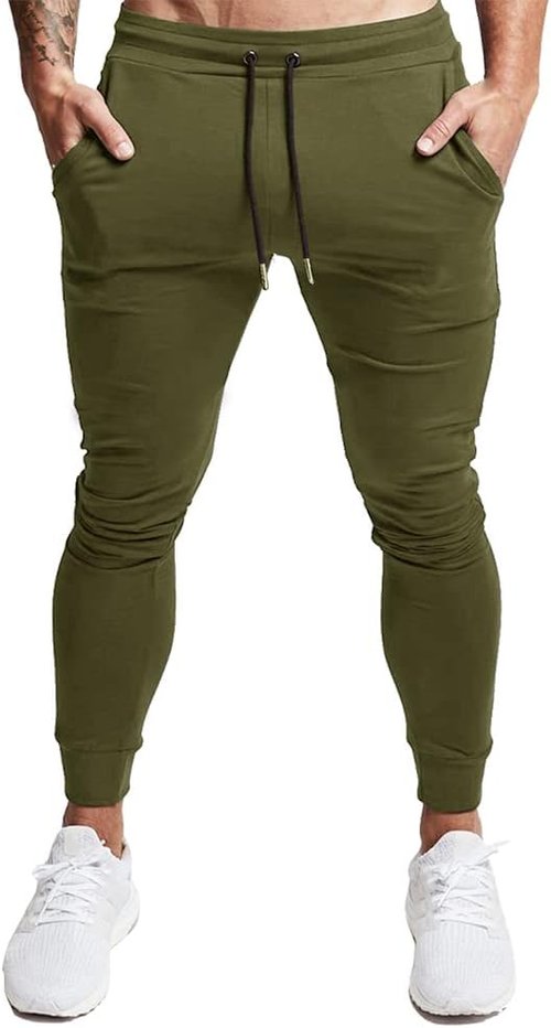 BUXKR Men's Slim Joggers - Athletic Workout Pants for Gym & Running | Deep Pockets, Comfortable Fit