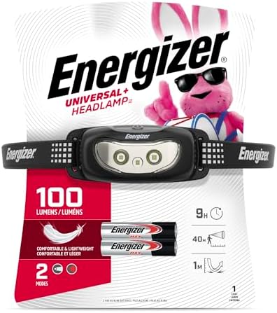 Energizer Universal+ LED Headlamp, Bright Head Lamp for Outdoors, Camping and Emergency Light, IPX4 Water Resistant (Batteries Included)(Pack of 4)
