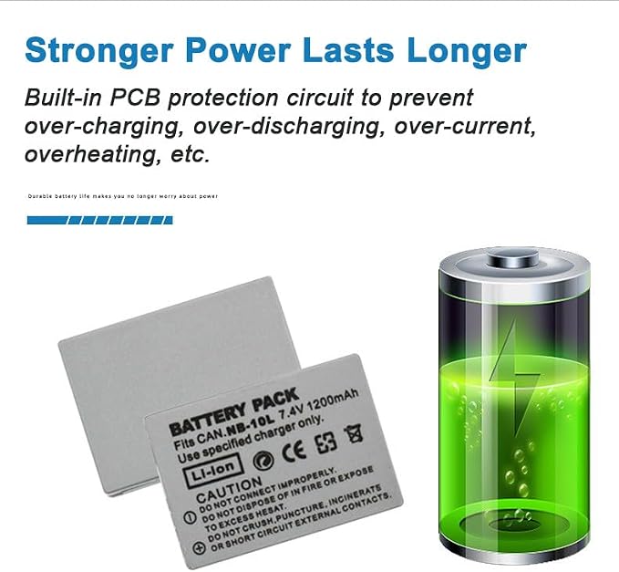 NB-10L Camera Battery Multifunctional Charger Set Compatible