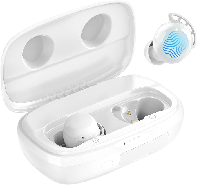 Tribit FlyBuds 3 Wireless Earbuds, 110H Playtime Bluetooth Headphones | IPX8 Waterproof, BT5.3, Deep Bass Sound Earphones, Custom EQ, Charging Case, Light Weight in-Ear Buds, Built-in Mic, White