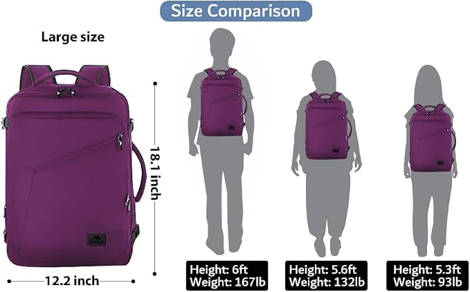 MATEIN Carry on Backpack for Women, 27L Flight Approved Backpack for Teacher