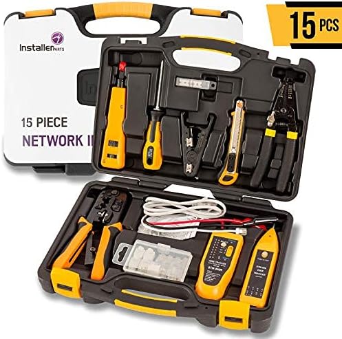 InstallerParts Network Tool Kit 15 In 1 (2 Pack)- RJ45 Crimper Tool Cat 5 Cat6 Cable Electrical Tester, Gauge Wire Stripper Cutting Twisting Tool, Ethernet Punch Down Tool, Screwdriver, Knife