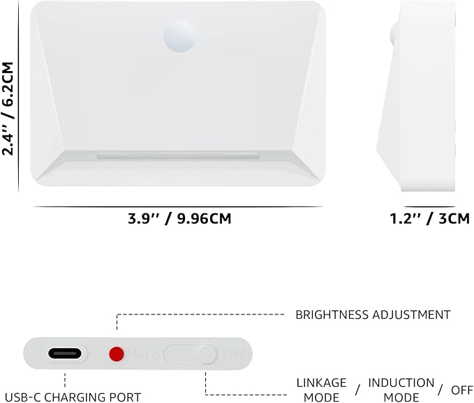 uuffoo Rechargeable Motion Sensor Wall Light, Magnetic Linkage Multi-Sensor Stair Lights with 3 Brightness Levels, Wireless Battery Operated Indoor Wall Lamp for Closet Bedroom Hallway(White)