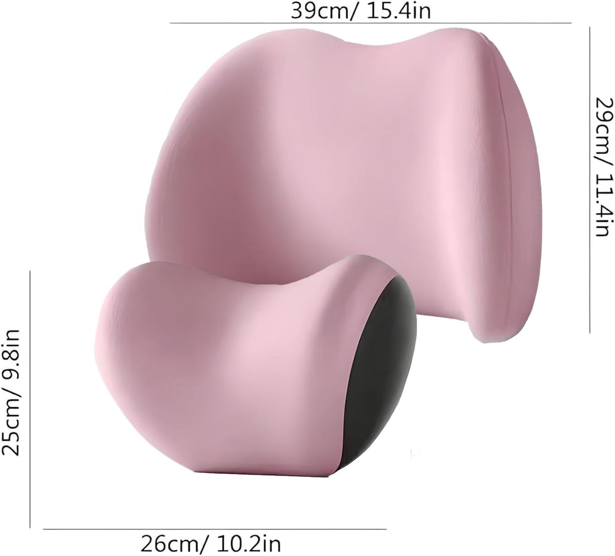 Car Headrest & Lumbar Support Cushion, 2025 New Ergonomic Comfort Memory Foam Car Seat Headrest & Head Neck Back Rest and Cushion Lumbar Support Pillow Cushion Set for Car Driver Driving Seat (Black)