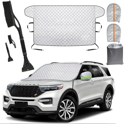 Car Windshield Cover for Ice and Snow Kit,Snow Cover with Side Mirrors Covers,Waterproof Frost Cover for Cars, SUVs, Trucks,Secure Fit Windproof Covers Winter Car Accessories (71"x43")