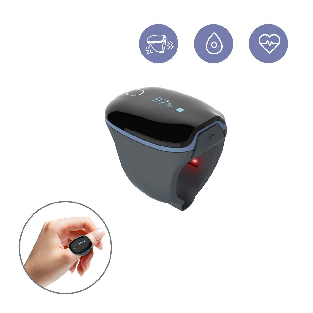 Wellue O2Ring Pulse Oximeter - Bluetooth Rechargeable Oxygen Monitor with Continuous Tracking & Free App