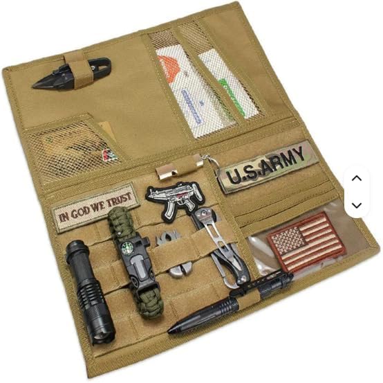 Car Sun Visor Organizer, Tactical MOLLE Visor Panel for SUV, Pickup Truck, Jeep & Car – Double-Sided EDC Storage Panel for Sunglasses, Documents, Flashlight, Pens & Tools
