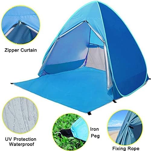 Skiennix Pop Up Beach Tent - UPF 50+ Sun Shelter for 2-3 People | Ideal for Camping, Fishing & Picnics (Blue)