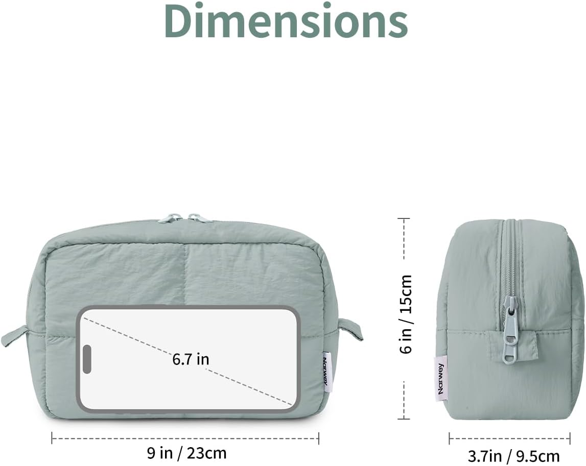 Narwey Puffy Makeup Bag Travel Toiletry Bag, Cute Cosmetic Bag for Women