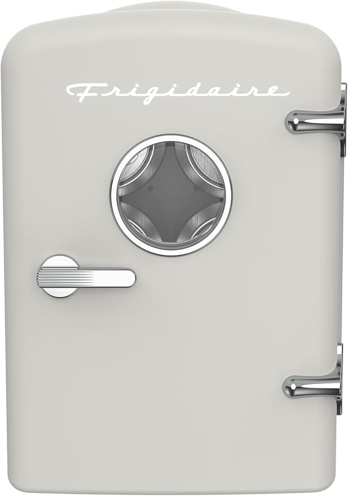 Frigidaire Retro Mini Personal Fridge Cooler, Holds Up to 6 Cans (1 Gal), Portable & Compact, AC Plug & 12V Car Charger (Moonlight)