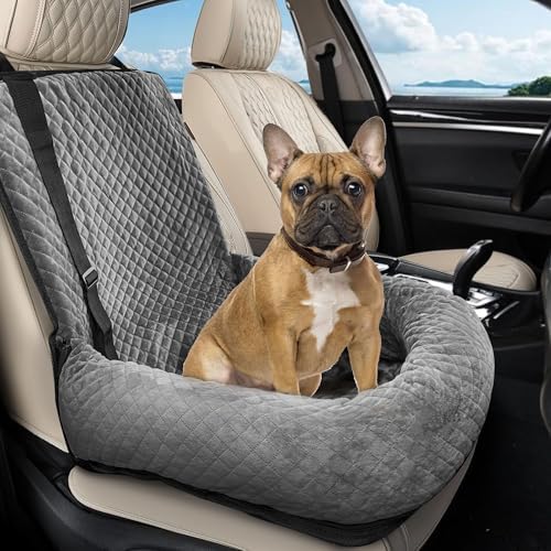 Sephyroth Dog Car Seat for Small/Medium Dogs,Dog Car Bed Washable Pet Travel Safety Seat,Super Soft Safe Removable Puppy Car Seat(Gray)