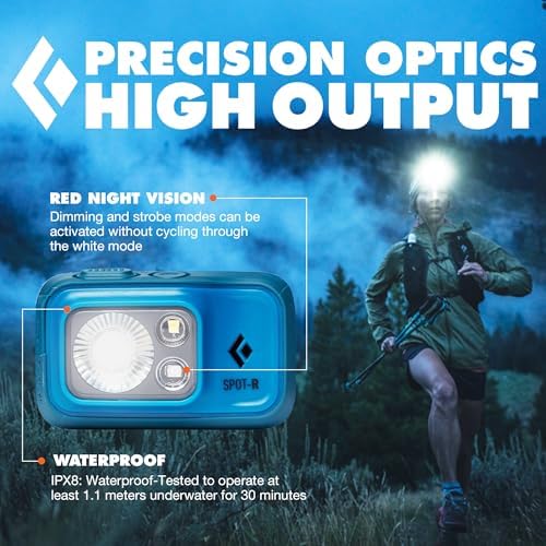 BLACK DIAMOND Spot 400-R Headlamp, Rechargeable, Dimmable, Waterproof, Azul