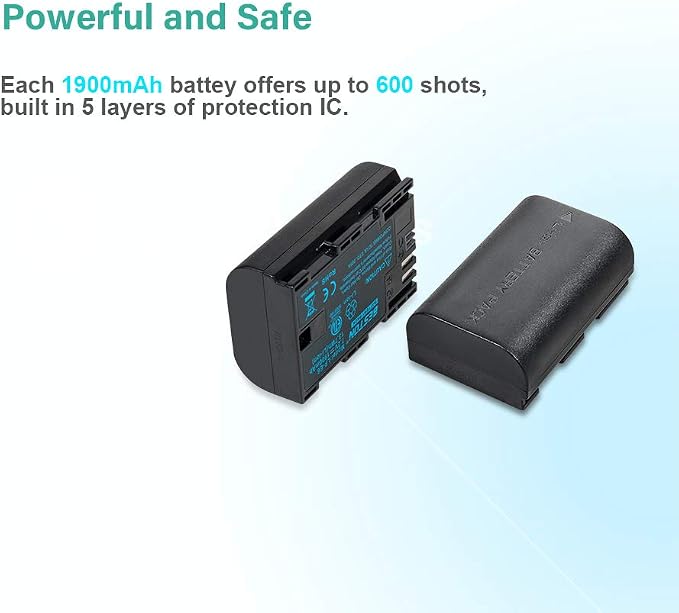 BESTON 2-Pack LP-E6N Batteries & Dual Battery Charger