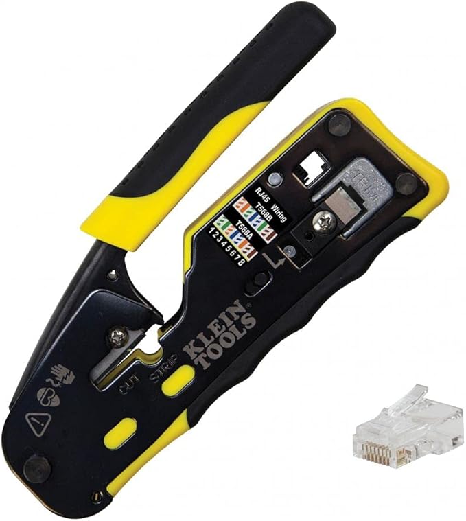 Hosa CBT500 Audio Cable Tester and Klein Tools 80024 Ratcheting Data Cable and CAT6 Plug 50-Pack Tool Kit, Pass Thru Installation Tool Kit, 2-Piece