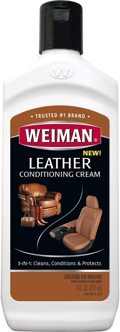 Weiman 3 in 1 Deep Leather Cleaner & Conditioner Cream - Restores Leather Surfaces - Use on Leather Furniture, Car Seats, Shoes, Bags, Jackets, Saddles