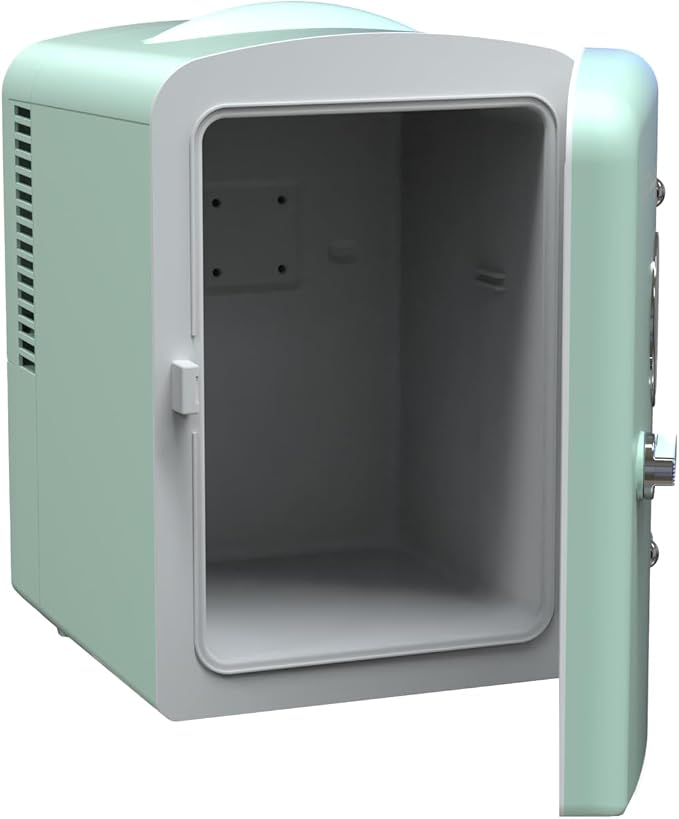 Frigidaire EFMIS171 Retro Mini Portable Personal Fridge - Ideal for Home, Office or Dorm - Includes Carrying Handle, AC/DC Wall/Car Charger (Green)