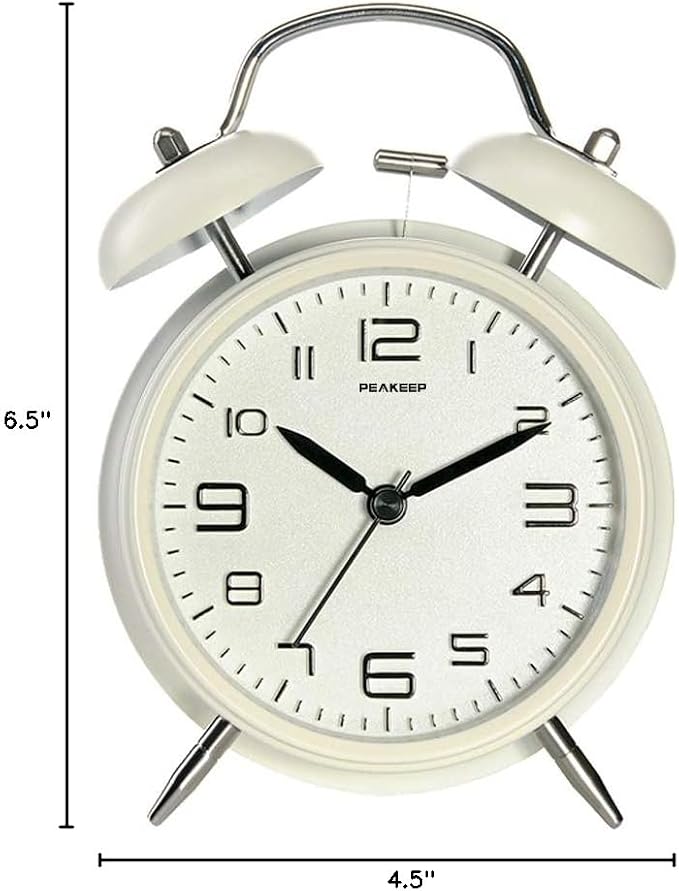Peakeep 4 Inches Twin Bell Loud Alarm Clock