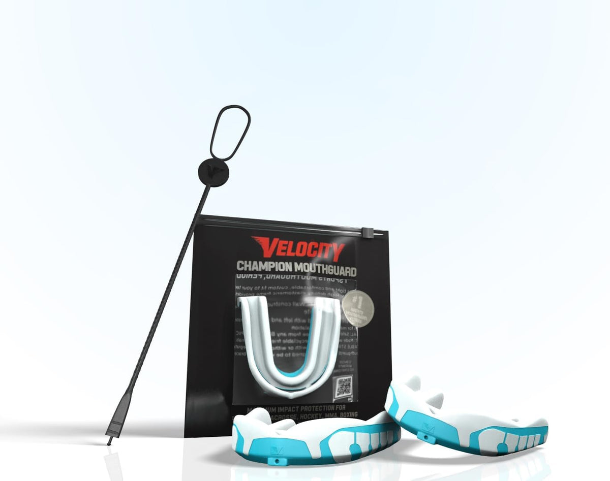 Velocity Champion Junior Mouthguard - 2 Pack in Black & Carolina Blue | Perfect for Ages 5-10 - Ideal for Sports