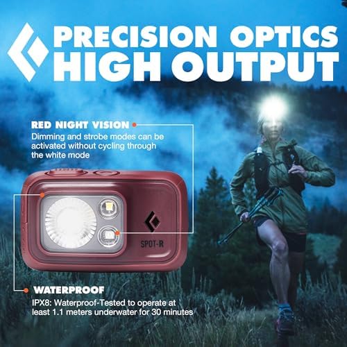 BLACK DIAMOND Spot 400-R Headlamp, Rechargeable, Dimmable, BD Bordeaux