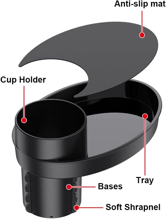 Shkalacar Car Seat Snack Tray - Travel Tray Cup Holder for Kids Car Seat, with Plate Organizer Rotatable Carseat Cup Holder with Food Trays