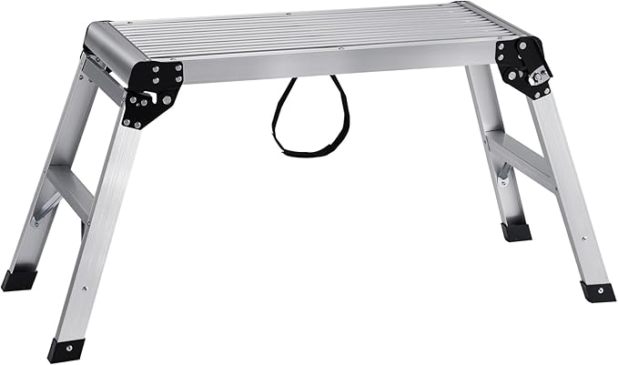 VEVOR Folding Work Platform, 30"×12"×20" Aluminum Drywall Stool Ladder, 330 lbs Load Capacity Heavy Duty Work Bench w/Non-Slip Feet, Ideal for Washing Vehicles, Cleaning, Painting, Decorating