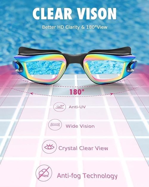 Aegend Swim Goggles - Comfort Fit Anti-Fog Goggles for Kids & Youth Ages 3-14 | 3 Pack