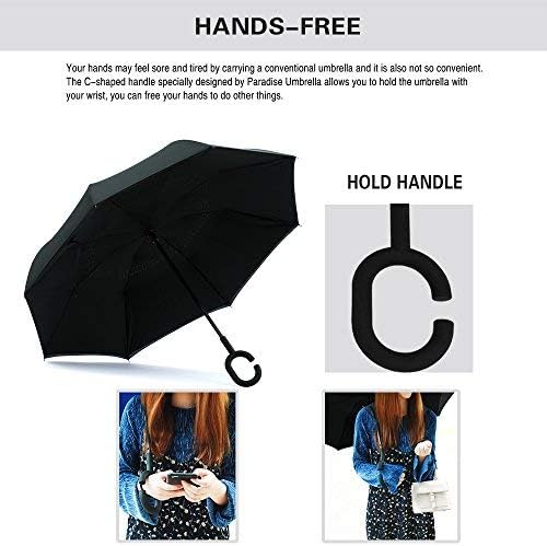 SIEPASA Inverted Reverse Umbrella - Extra Large Double Canopy, Windproof & Waterproof | 49/56 Inch