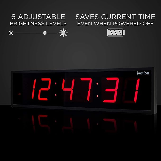 Ivation Oversized Large Digital Wall Clock