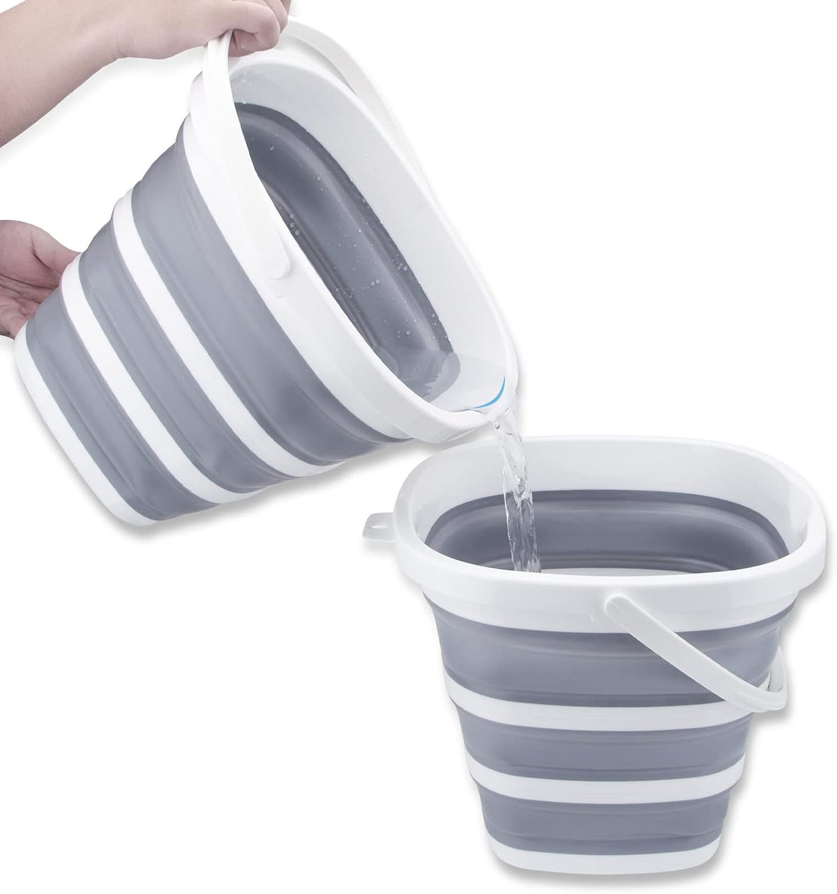 2 Pack Collapsible Buckets 10L 2.6 Gallon Cleaning Bucket Mop Bucket Folding Foldable Portable Small Plastic Water Supplies for Outdoor Garden Camping Fishing Car Wash Space Saving Square