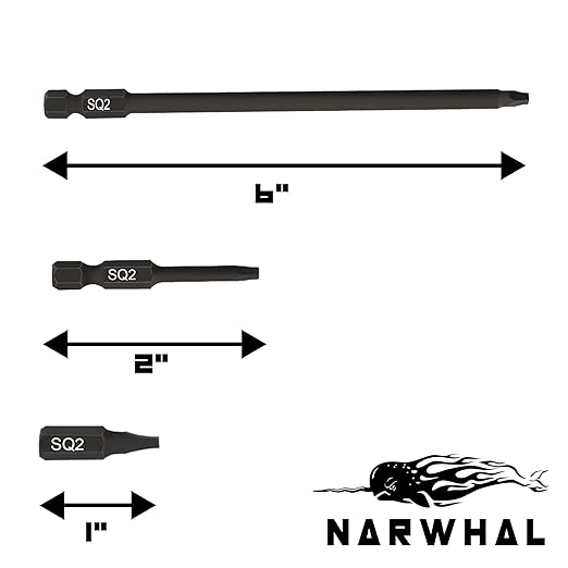 Robertson Square Bit #2 Set (3 Pack in Extra Long 6", Standard 2", and Screwdiver Bit Size1) Hex Shank and Magnetic Tipped
