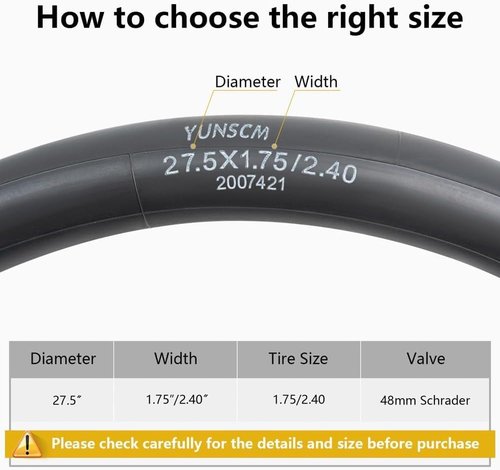 Heavy Duty Bike Tire Tubes by [Brand Name] - 27.5" AV48MM Schrader Valve | Compatible with MTB & Gravel Bikes