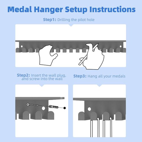 Dafftos Medal Hanger - Wall-Mounted Metal Rack for Organizing Awards & Ribbons | Perfect for Gymnastics, Soccer, Runners