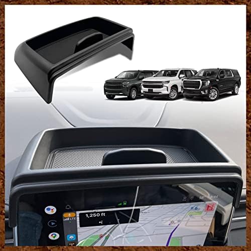 Muslogy Dashboard Storage Box Compatible with 2021 2022 2023 2024 GMC Yukon Chevy Tahoe Suburban Accessories Insert Behind Screen Console Organizer for Tahoe Suburban 2021-2024 Not for Denali(Black)