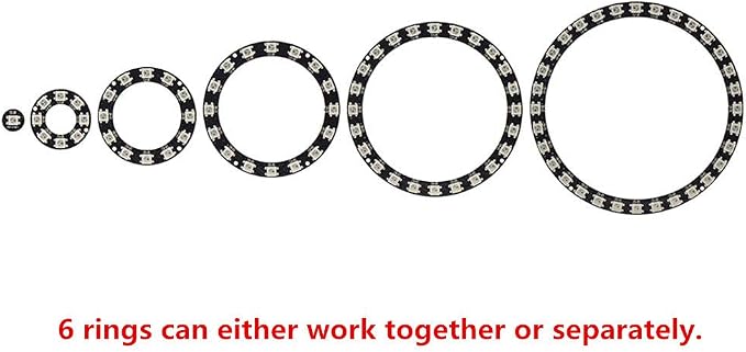 93 LEDs 6 Rings WS2812B 5050 RGB LED Ring Lamp Light Individually Addressable