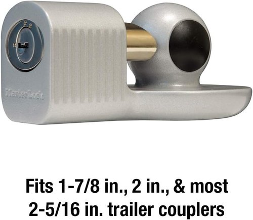 Master Lock Trailer Hitch Lock - Weather Resistant Security for 1-7/8", 2", & 2-5/16" Couplers | Includes Keys