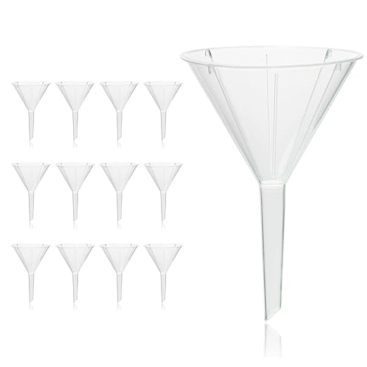 Utile 12pcs Plastic Analytical Funnel Set, PP Material, Top Diameter 64mm, Small Funnel for Lab Bottles, Recreational Activities, 4512.0014.12