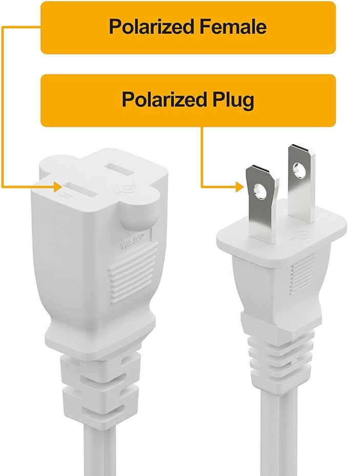 6FT On Off Switch Extension Cord, Plugrand 2-Prong Polarized Extension Cord with On-Off Inline Switch 12A 125V for Your Chargers/Lamp/Power Adapters Etc, 16AWG Cord White